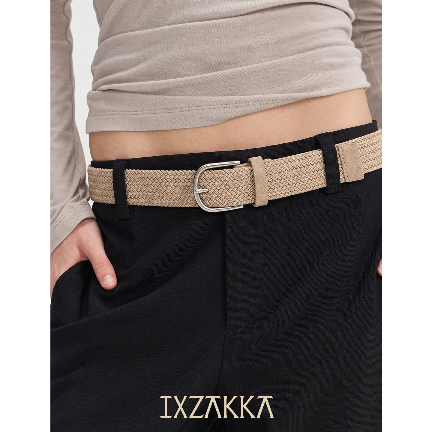 IXZAKKA纯棉弹力针扣帆布腰带