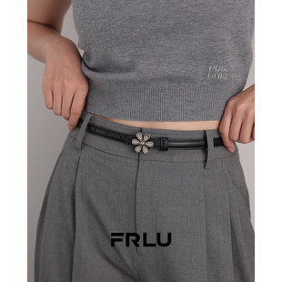 头层牛皮复古花朵时髦皮带女款真皮时尚百搭装饰牛仔裤平滑扣腰带