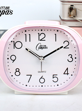 正品康巴丝超静音小闹钟创意简约清楚大字床头书桌闹表学生石英钟