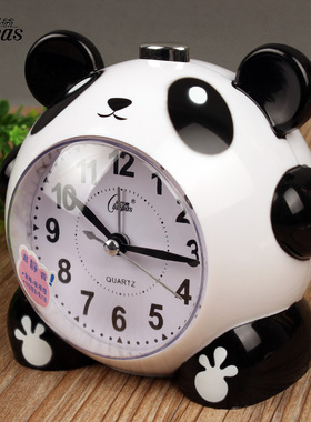 康巴丝卡通闹钟可爱创意钟表静音贪睡时尚学生台钟表钟夜灯儿童静