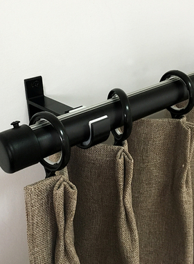 窗帘杆罗马杆单双杆现代简约静音铁艺铝合金窗帘杆子轨道打孔封口