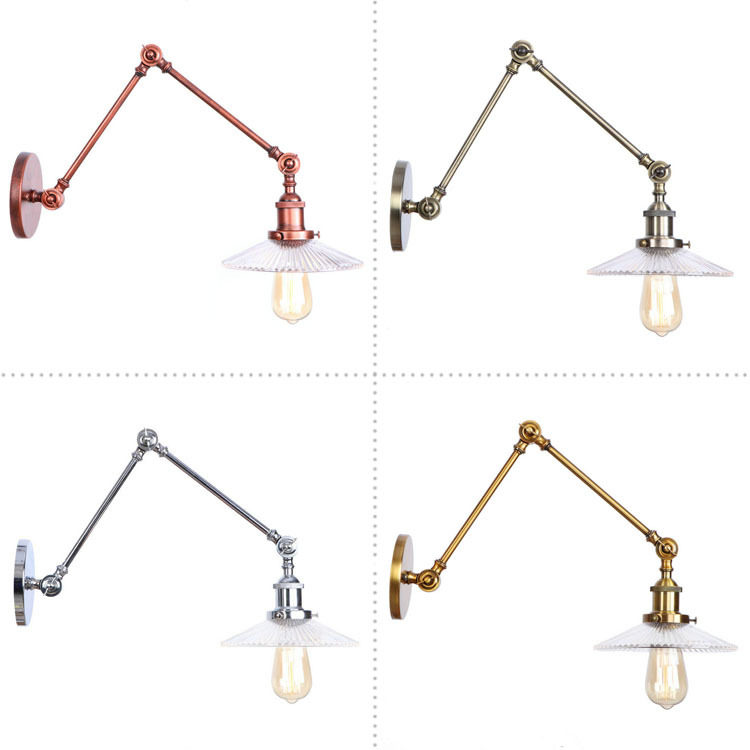 RH长臂玻璃壁灯工业复古创意怀旧可伸缩型卧室酒吧餐厅铁艺可折叠
