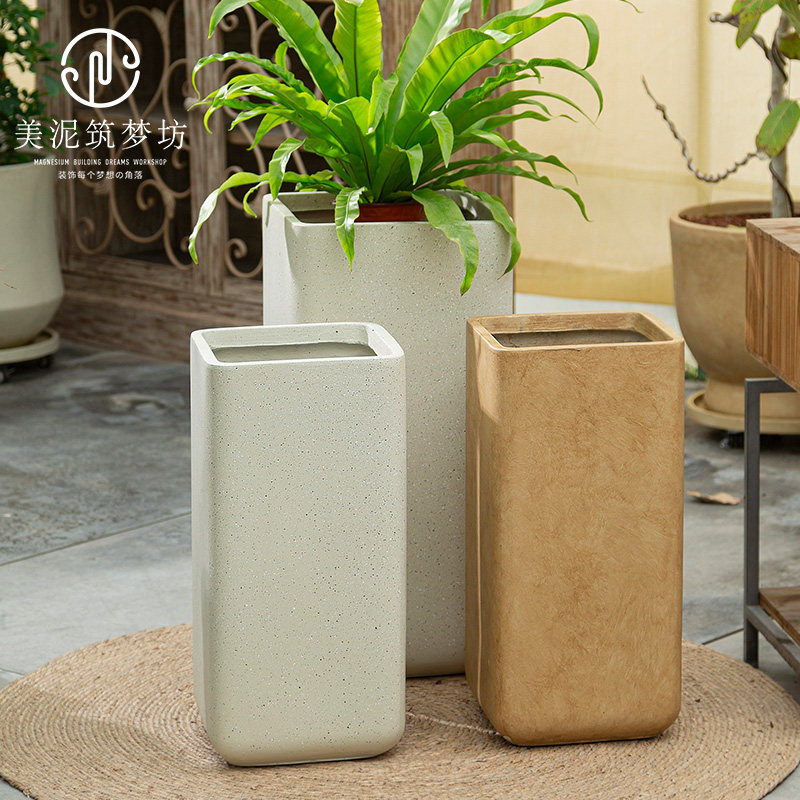 奶油风方形落地花盆高款镁泥水泥盆虎皮兰简约客厅户外轻奢高级感,鲜花速递/花卉仿真/绿植园艺,花盆,淘宝优惠券,粉丝福利购,淘宝优惠卷