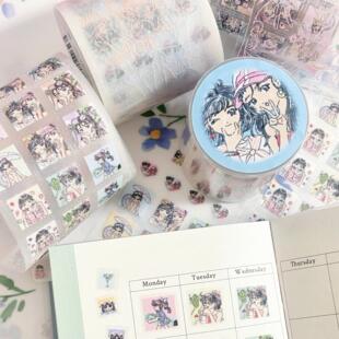 COMO士多空空鼠夏天小标签贴纸卷切膜胶带韩系手帐装饰素材胶带