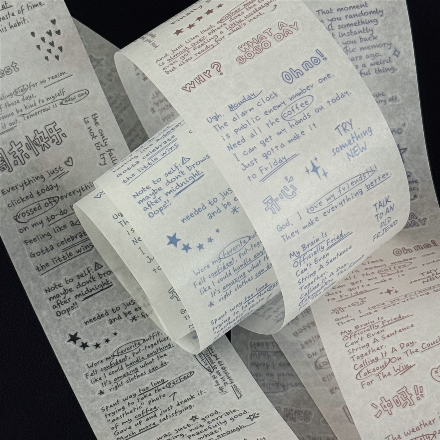 人生磁带｜字素JournalJottings英文烫银和纸装饰手帐