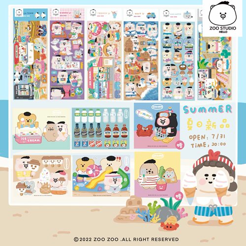 zo小圈夏日款防水主题手帐贴