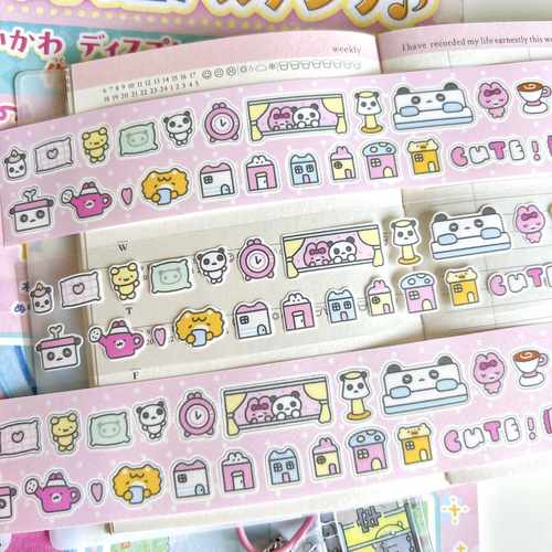 铅笔小勺熊猫妹房间甜甜小屋粉嫩切膜胶带贴纸卷手帐咕卡可爱装饰