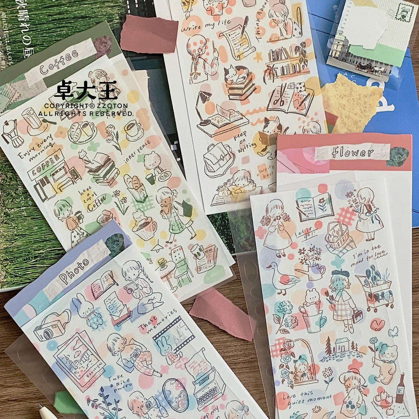 卓大王【阿卓拼贴贴纸】一份两张可填色pet圆点盐系手帐人百搭