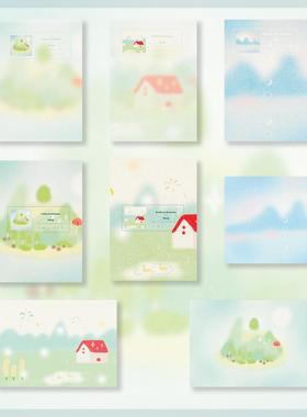 N酱【小小岛屿】m5内页整本双面印刷水彩盐系便签原创手帐素材