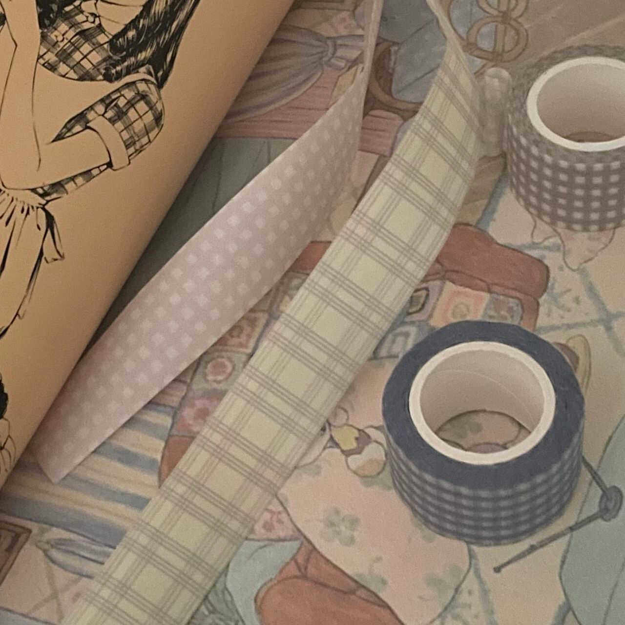 苹果爸爸粉色蓝色米色昭和格子基础打底手帐和纸胶带森创格纹分装,文具电教/文化用品/商务用品,和纸胶带,淘宝优惠券,粉丝福利购,淘宝优惠卷