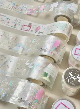 咕咕万物原创模切贴纸卷闪砂和纸胶带手帐咕卡粉房子手帐贴纸盐