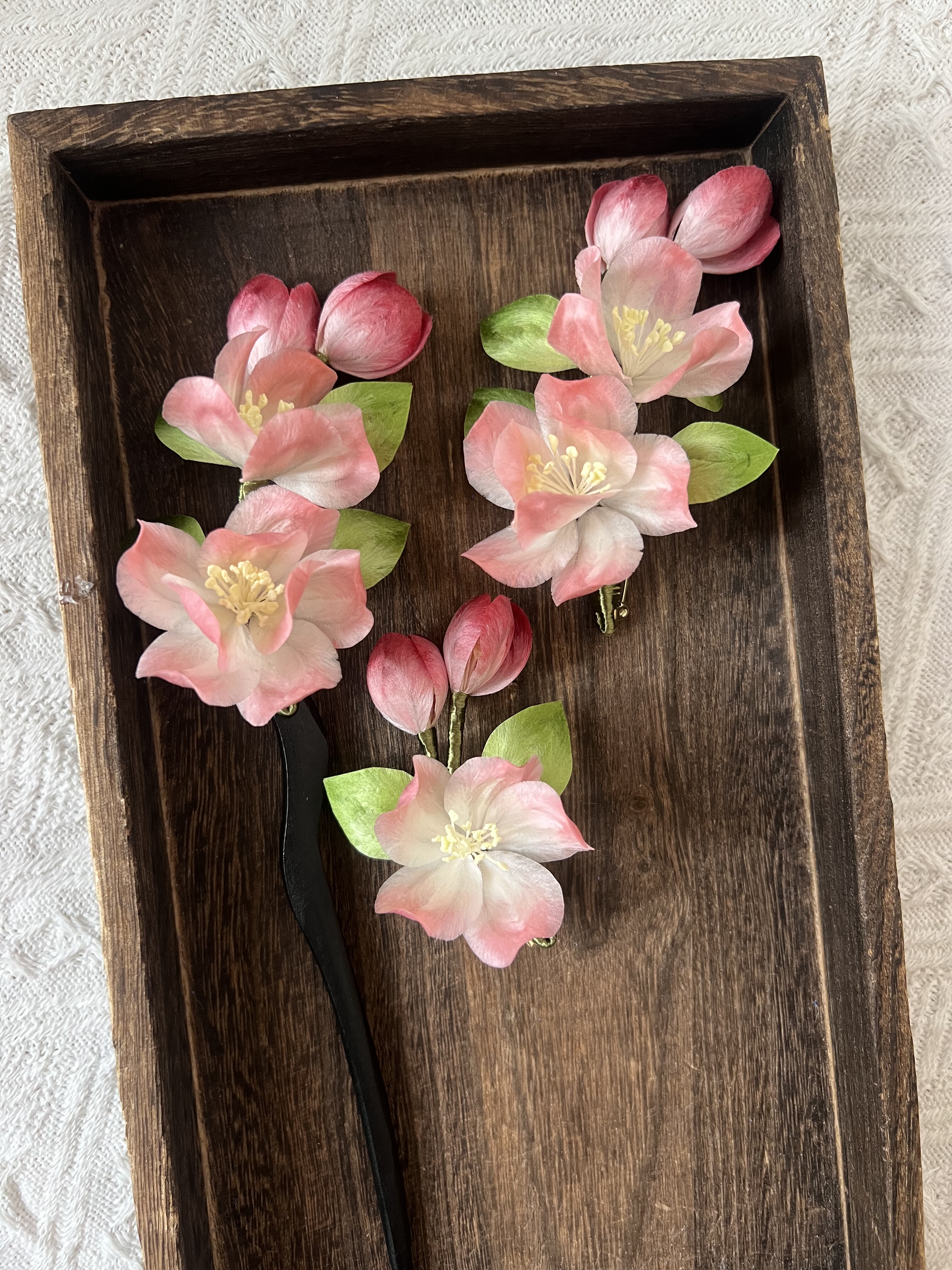 非遗绒花海棠花胸针发簪发夹古风礼物夏以昼二创周边西府海棠
