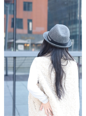 日单毛呢礼帽JACK灰色礼帽秋冬新款帽子冬休闲百搭