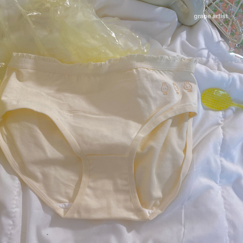 可爱日常～纯棉日系软萌卡通兔子小熊少女内裤纯色简约学生三角裤