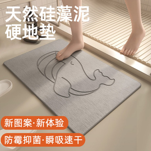 硬硅藻泥吸水垫浴室地垫卫生间门口防滑速干脚垫门垫厕所地毯家用