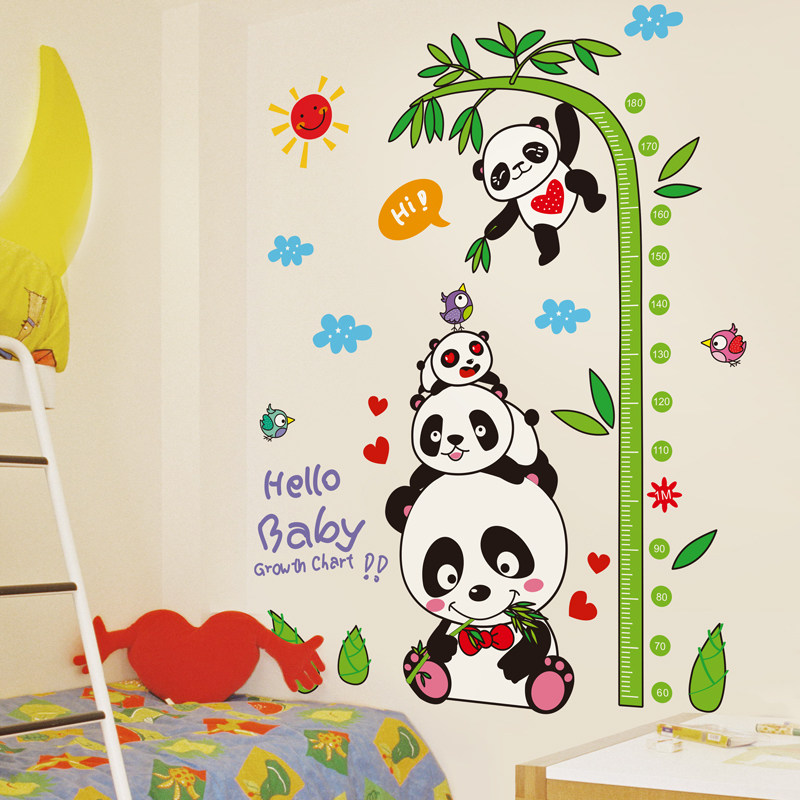 卡通测量身高墙贴纸儿童房间卧室墙面墙上装饰壁纸贴画自粘可移除