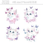 高颜值彩色蝴蝶猫咪纹身贴ins手臂可爱甜酷防水潮流持久清新贴纸