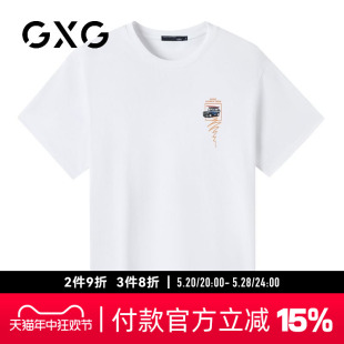 夏季 纯棉 GXG男装 T恤 新品 卡通汽车印花圆领百搭短袖