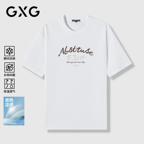 【新款】GXG男装 【凉感遮热】26夏季高级感发泡印花透气短袖T恤