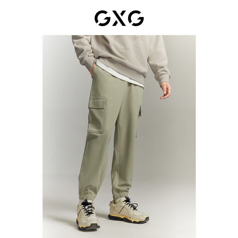 【新款】GXG男装 多口袋潮搭舒适束脚裤纯色卫裤通勤休闲长裤男