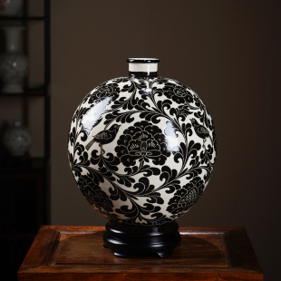 大家陶艺安氏磁州窑瓷器特色花鸟陶瓷花瓶摆件中式 饰 家居工艺品装