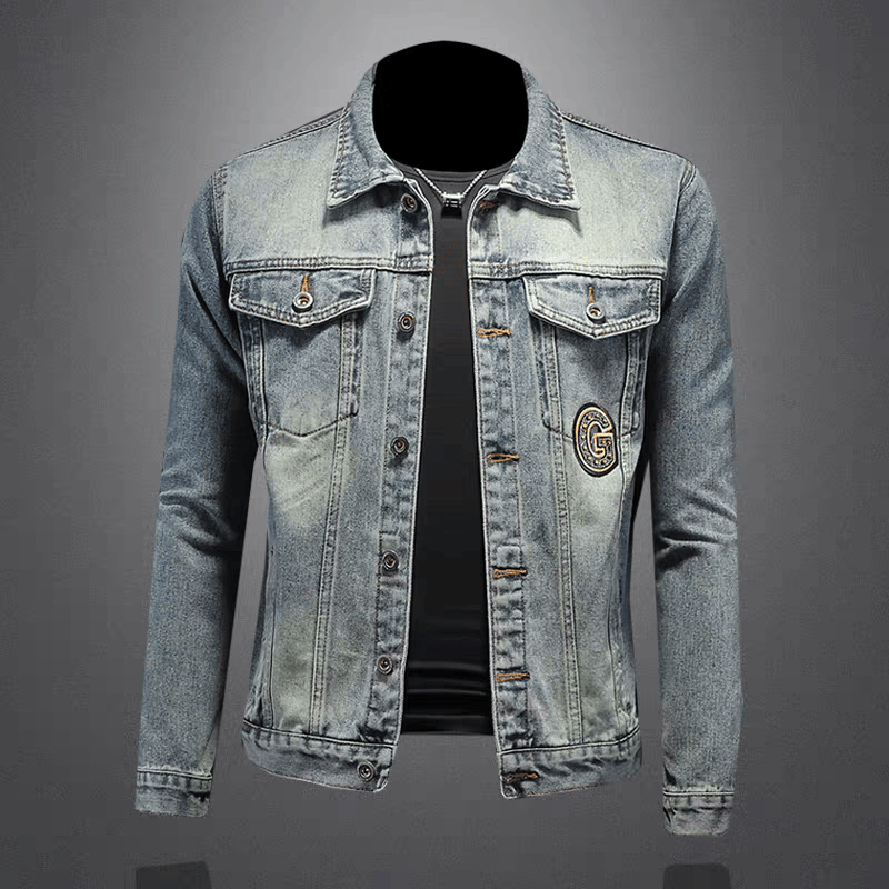 春秋老虎头刺绣轻奢韩版翻领夹克