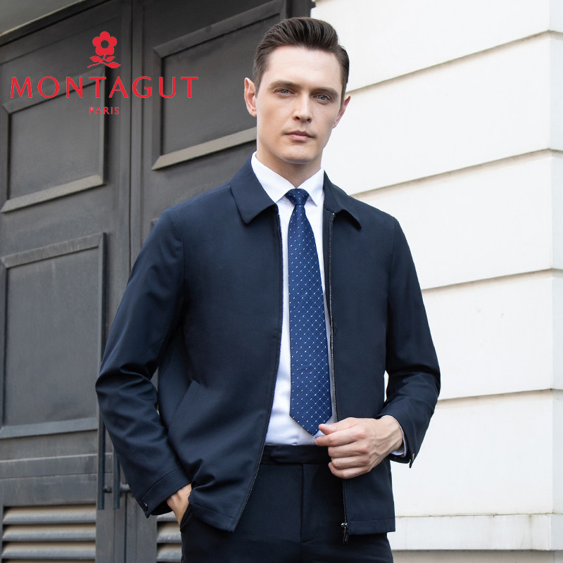 梦特娇[行政夹克/专柜同款]男装外套春秋季商务休闲翻领防风茄克