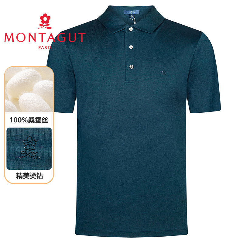 [100%桑蚕丝/商场同款]梦特娇男短袖T恤夏休闲polo衫2424150KT21