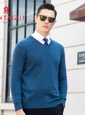 梦特娇[100%山羊绒/V领]男士毛衣秋冬季休闲针织打底衫RMC255108