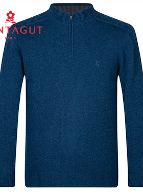 梦特娇[100%山羊绒/半襟拉链]毛衣男士冬季厚针织打底衫RMC215702