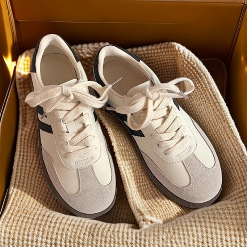 真皮德训鞋休闲复古拼色