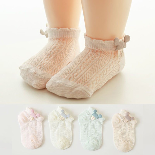 新生儿袜子0-3-6-9月夏季薄款透气幼儿初生婴儿宝宝纯色松口短袜