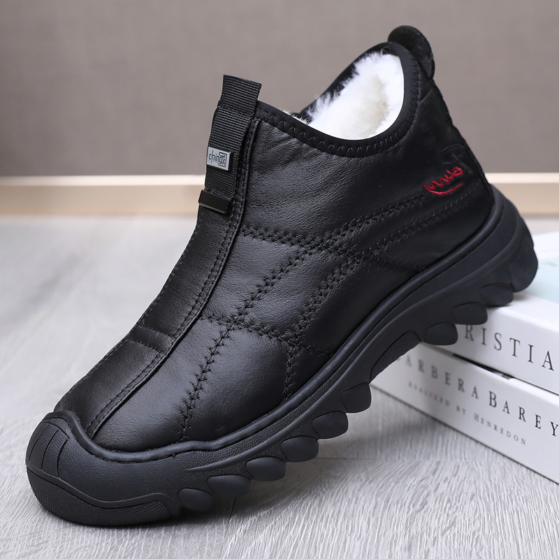 纯羊毛男棉鞋老北京布鞋冬季加厚保暖皮毛一体棉靴防滑防水男靴子