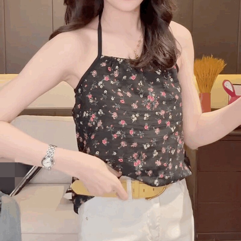 复古碎花吊带肚兜兜显瘦内搭外穿无袖上衣时尚西服内搭吊带背心女