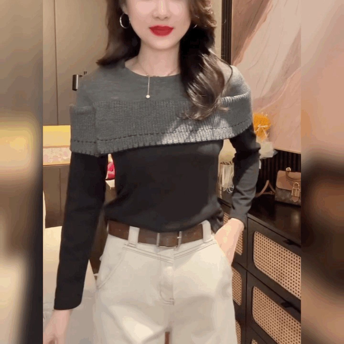 时尚洋气设计打底衫显瘦气质上衣