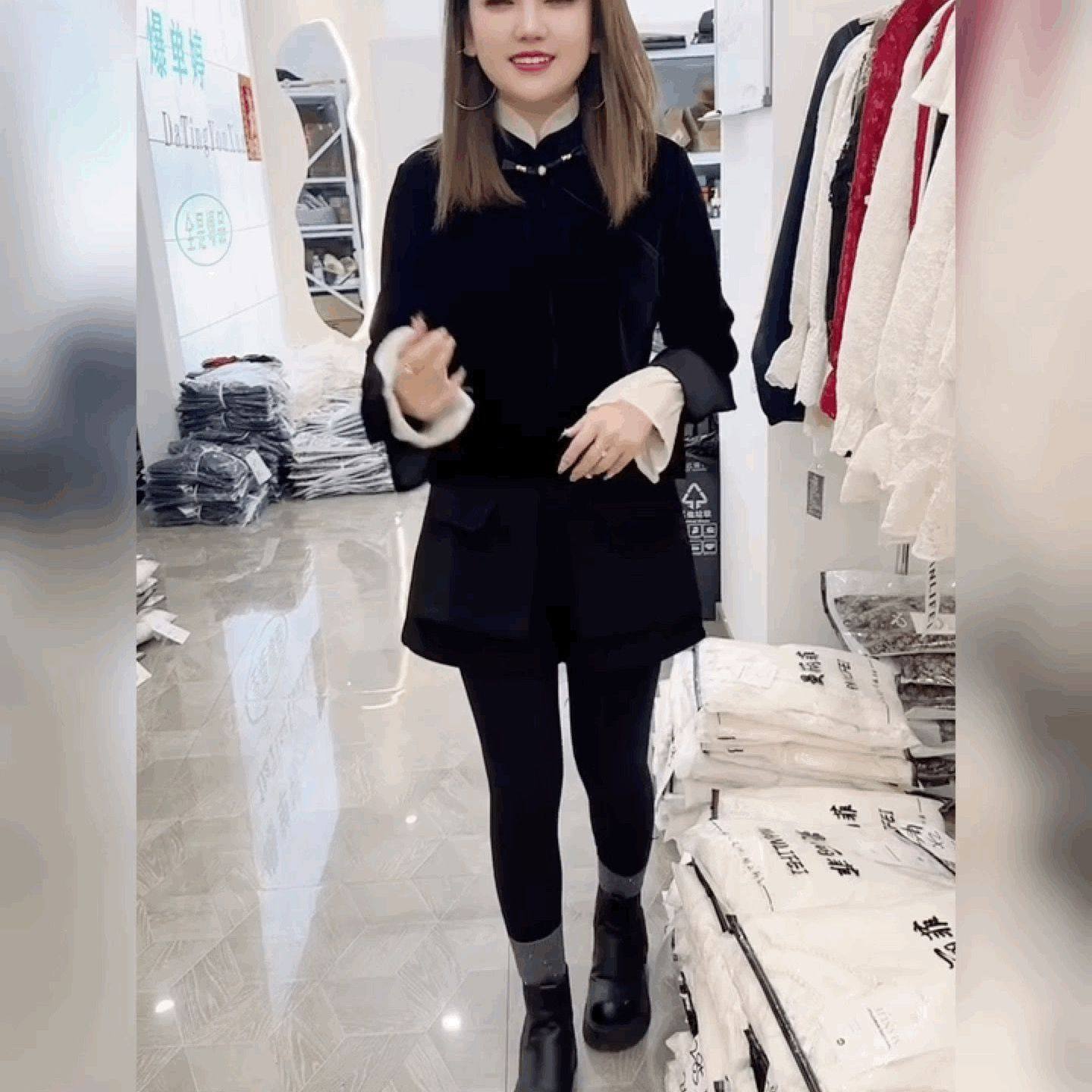 国风黑色修身上衣新中式立领盘扣打底衫喇叭袖镂空丝绒T恤衬衫女,女装/女士精品,T恤,淘宝优惠券,粉丝福利购,淘宝优惠卷