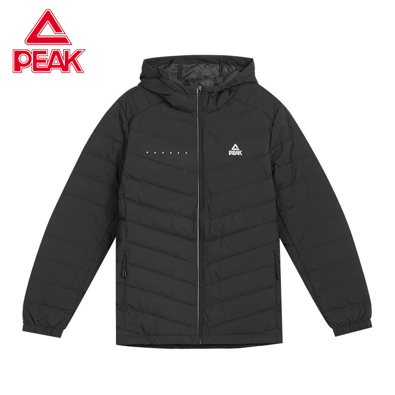 匹克保暖防风连帽情侣款羽绒服