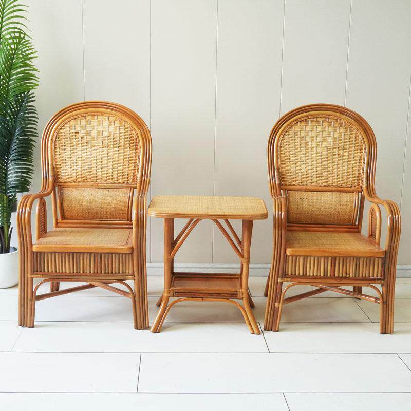 真藤椅三件套阳台喝茶椅组合休闲套装靠背椅家用庭院椅子一桌两椅