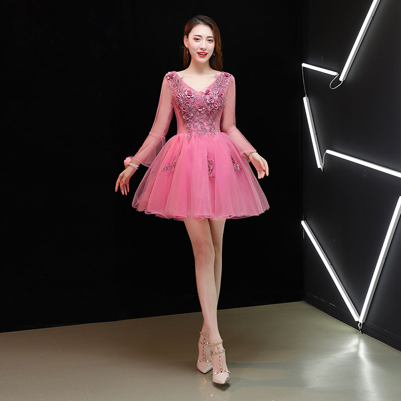 彩纱演出学生蓬蓬裙短款小礼服