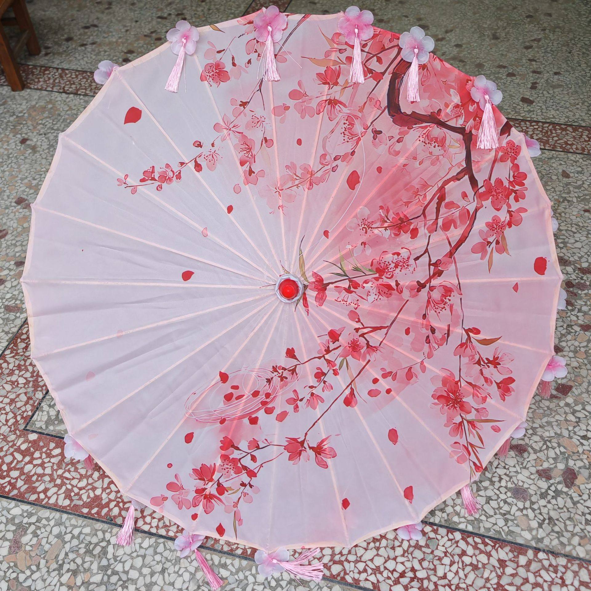 超仙流苏中国风古典樱花油纸伞