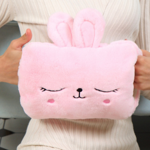 可爱卡通热水袋套充电双插手绒布套子布套单卖拆洗保护套暖腰宝