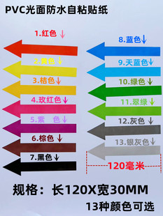 50个12元 12厘米红箭头指示标签输入方向标机器马达运转可弯曲贴纸
