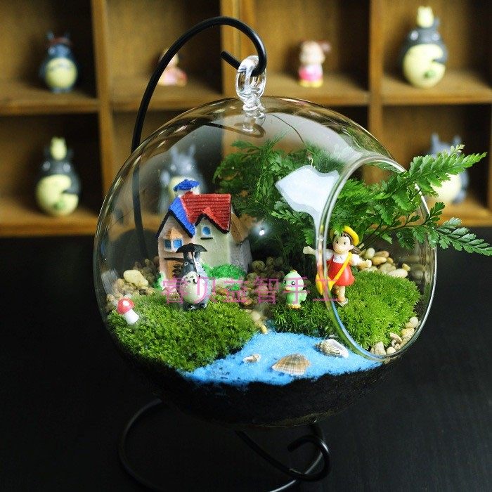 微景观斜口玻璃花瓶创意DIY植物 生日礼物生态瓶苔藓多肉迷你盆栽