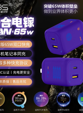 RBS/睿步仕融合电镓迷你版双口PD65W氮化镓快充充电器客制化兼容适用于小米VIVO华为OPPO三星苹果快充充电头