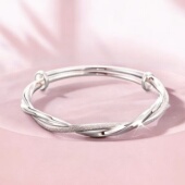 新款 莫比乌斯环纯银手镯女实心足银镯子推拉手环送女友情人节礼物