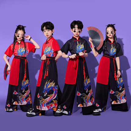 六一中国风儿童演出服装新中式汉服国潮武术服男童女童舞蹈表演服