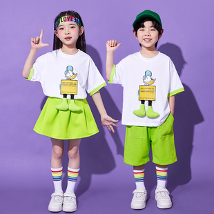 小学生啦啦队六一表演服装 裙套装 短裤 幼儿园可爱演出服唐老鸭短袖