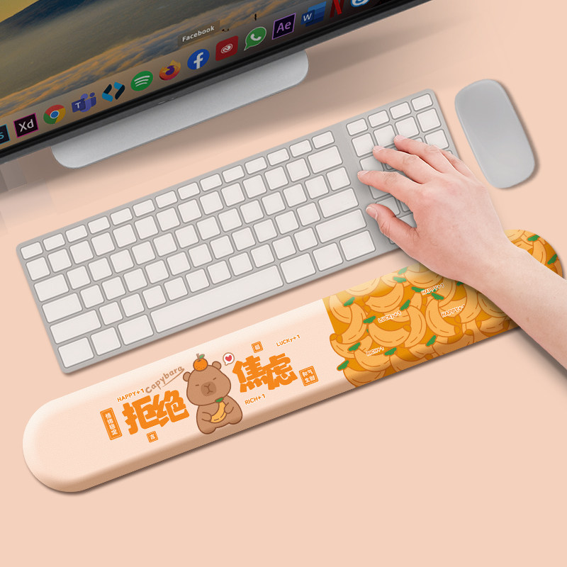 创意卡皮巴拉记忆棉键盘手托鼠标垫护腕硅胶男女生卡通二次元