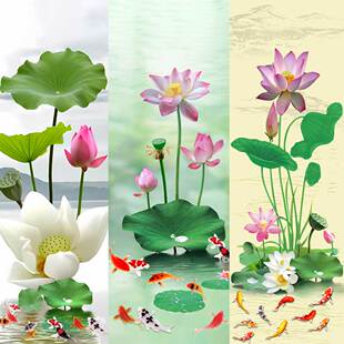 荷花净秽图贴画卫生间厕所门装饰厨房鲤鱼莲花图墙贴纸风水自粘画
