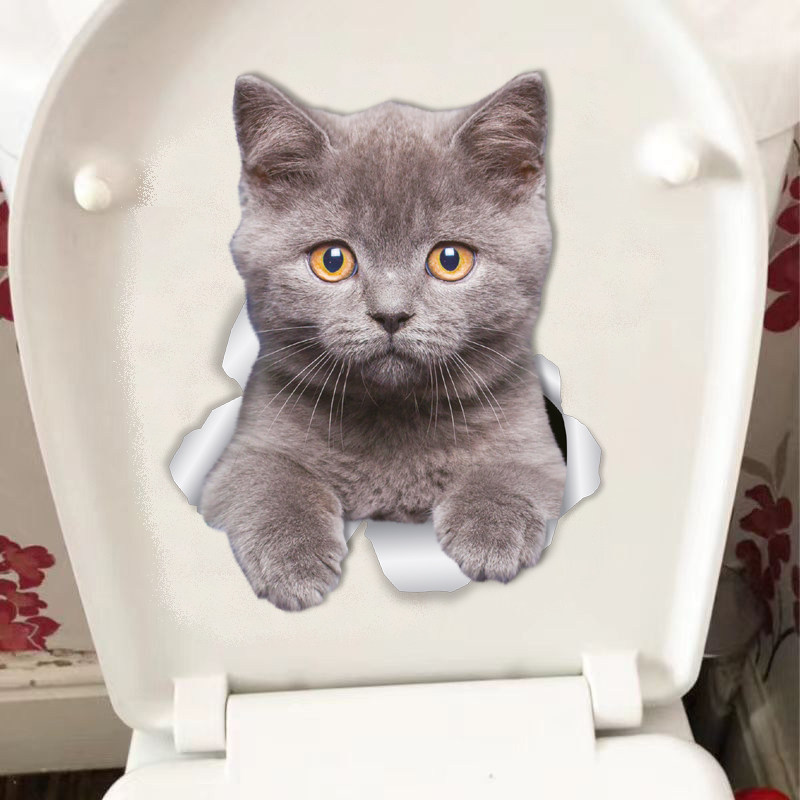卫生间装饰贴画马桶猫咪贴纸